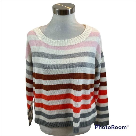 Shein Ladies Striped Knit Boat Neck Sweater Size Large - Picture 3 of 11